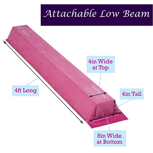 Z ATHLETIC Kip Bar, Gym Mat and Attachable Beam for Gymnastics (4ft x 8ft x 2in, Pink)