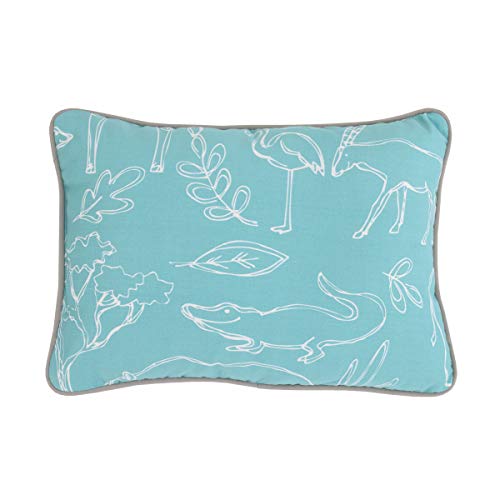 NoJo Dreamer Modern Safari Blue 8 Piece Nursery Crib Bedding Set, Turquoise/Grey