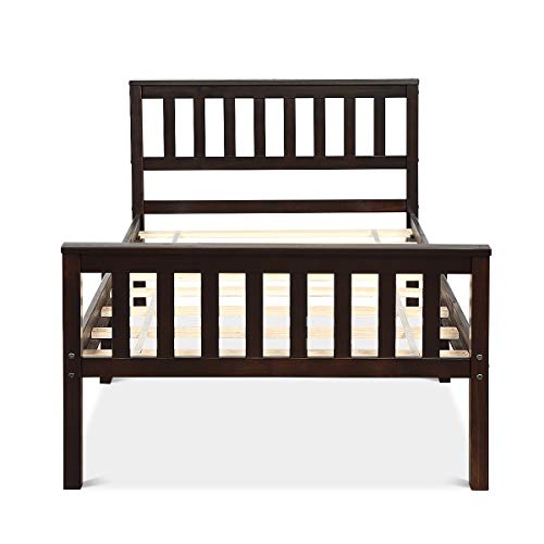 Giantex Deluxe Solid Wood Platform Bed with Headboard Footboard 14 Inch Pine Wooden Mattress Foundation, Wood Slats Great Support