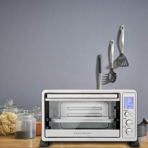 Vestaware Toaster Oven, 27QT Hot Convection&Rotisserie Oven w/ 10 Presets & 6Accessories, Stainless Steel