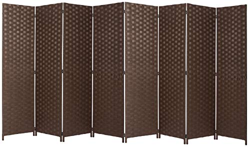 Legacy Decor Bamboo Woven Panel Room Divider, Privacy Partition Screen, 8 Panel Brown Color