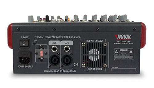 NOVIK NEO Mixer NVK 800P Usb 8 Channel Powered Bluetooth Direct MP3 Recording WAV & WMA files 1200W 1200W Peak Graphic Equalizer