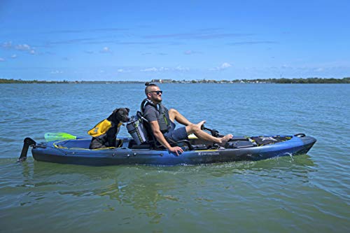 Perception Pescador Pilot 12 | Sit on Top Fishing Kayak with Pedal Drive | Adjustable Lawn Chair Seat and Tackle Storage Areas | 12' | Dapper