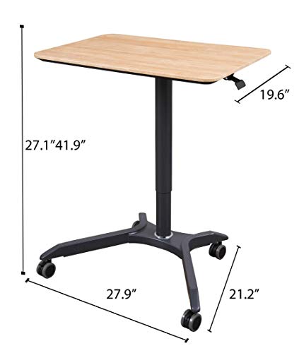 Pneumatic Adjustable Height Laptop Desk Cart (28", Charcoal/White Oak)