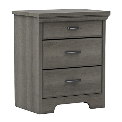 South Shore Versa Nightstand with 2 Drawers and Charging Station, Weathered Oak