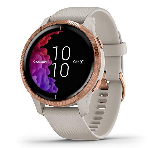 Garmin Venu (Light Sand/Rose Gold) Power Bundle - Fitness GPS Smartwatch