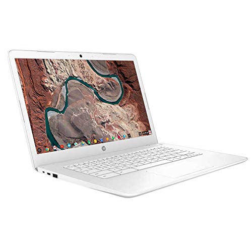 Latest_HP 14" Chromebook FHD (No Touch), Intel Celeron, 4GB RAM, 32GB Internal + 32GB External Storage, Chrome OS, Wireless Mouse & Sleeve Included (White)