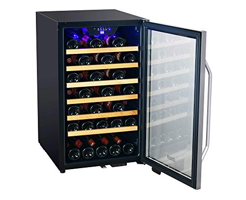 EdgeStar CWF440SZ 20 Inch Wide 44 Bottle Capacity Free Standing Wine Cooler with Reversible Door and LED Lighting