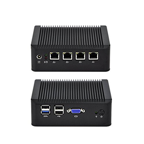 Qotom 4 LAN Mini PC Q190G4U-S02 with 8GB RAM 128GB SSD, Intel Celeron J1900 Processor, Quad core 2.0 GHz, VGA Mini PC Firewall