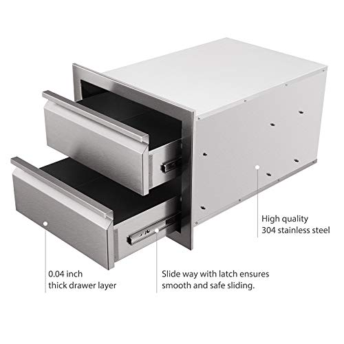 CO-Z Outdoor Kitchen Drawer, 304 Stainless Steel Single Layer Access BBQ Drawer for BBQ Island, Patio Grill Station