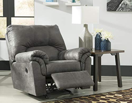 Signature Design by Ashley - Bladen Contemporary Plush Upholstered Rocker Recliner, Slate Gray