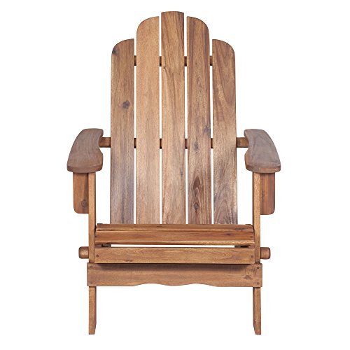 Walker Edison Furniture Company AZWACBR Outdoor Patio Wood Adirondack Foldable Chair All Weather Backyard Conversation Garden Poolside Balcony, Set of 1, Brown