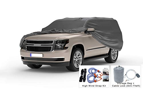Weatherproof Truck Cover Compatible with 2003-2019 Ford F-250 with SuperCab, ~8 Ft Bed & Shell - Outdoor & Indoor - Rain, Snow, Hail, Sun - Theft Cable Lock, Bag & Wind Straps