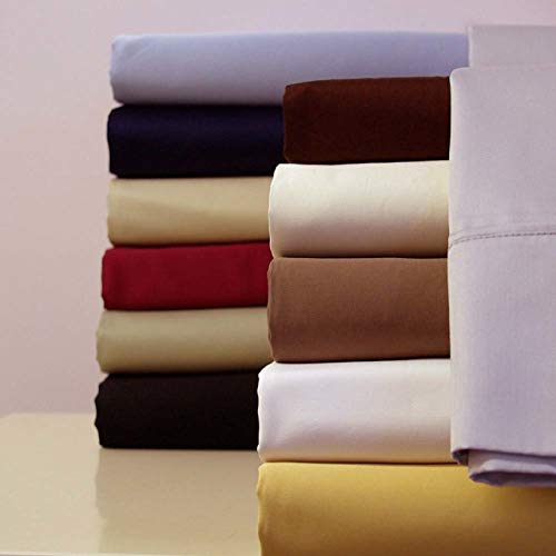 Royal's Solid Blue 1000 Thread Count 4pc Top-Split-King: Adjustable Top Split King Size Bed Sheet Set 100% Cotton, Sateen Solid, Deep Pocket