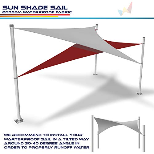 Windscreen4less Terylene Waterproof Sun Shade Sail UV Blocker Rectangle Sunshade Patio Canopy Sail 9' x 24' in Color Light Grey Included Free Pad Eyes 260GSM - Customized Sizes