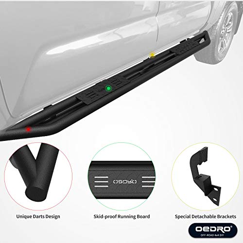 oEdRo 6" Side Step ,Unique Multi-layerTextured Black Running Boards Nerf Bars