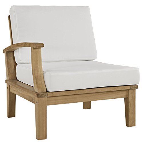Modway EEI-1477-NAT-WHI-SET Marina Premium Grade A Teak Wood Outdoor Patio Furniture Set, 5 Piece, Natural White