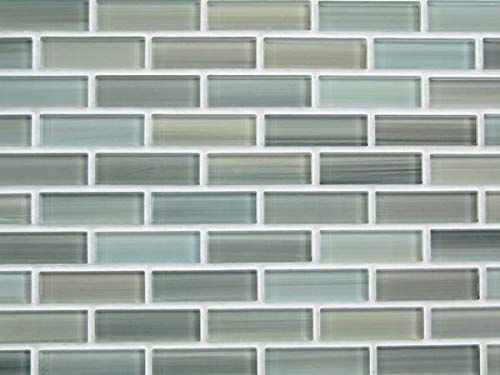 10 Sq Ft - Reflections Hand Painted Glass Mosaic Subway Tiles for Bathroom Walls or Kitchen Backsplash
