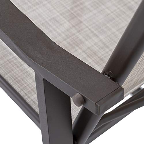 Crestlive Products Counter Height Bar Stools All Weather w/ Heavy Duty Aluminum Frame in Antique Brown Finish 4 PCS Set (Light Gray)