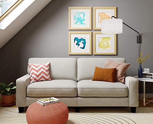 Serta Palisades Upholstered Sofas for Living Room Modern Design Couch, Straight Arms, Soft Fabric Upholstery, Tool-Free Assembly, 78", Light Gray