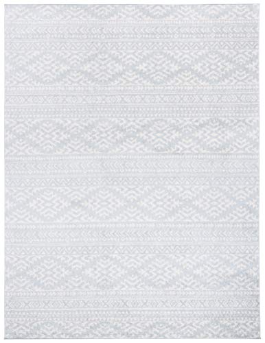 SAFAVIEH Tulum Collection TUL272F Moroccan Boho Tribal Non-Shedding Living Room Bedroom Dining Home Office Area Rug, 8' x 10', Light Grey / Ivory