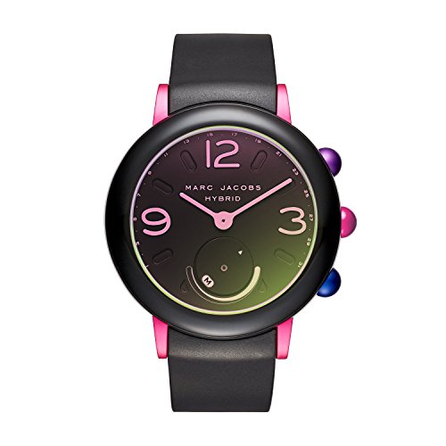 Marc Jacobs Women's Riley Aluminum and Rubber Hybrid Smartwatch, Color: Gold-Tone, Black (Model: MJT1001)