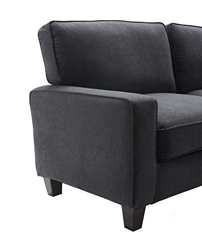 Serta Palisades Upholstered Sofas for Living Room Modern Design Couch, Straight Arms, Soft Fabric Upholstery, Tool-Free Assembly, 78", Charcoal