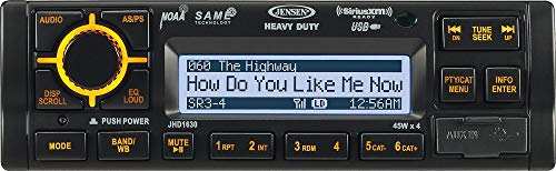Jensen JHD1630B Heavy Duty AM, FM, WB, iPod, and iPhone, Vehicle Rugged Stereo System, 45 Watts x 4 Speaker Output, Black