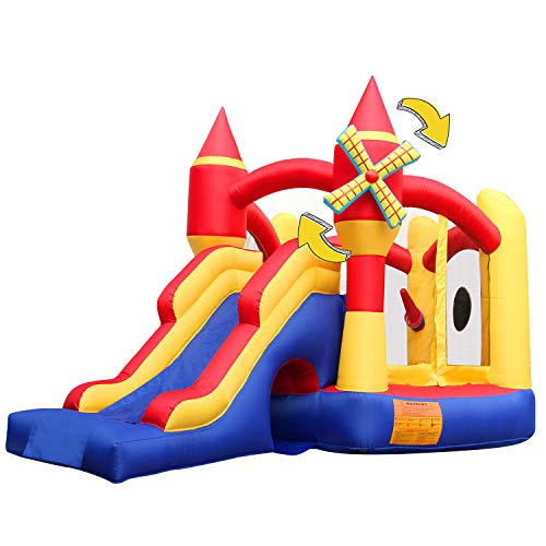 RETRO JUMP Inflatable Windmill Castle Bounce House with Slide Jumper Bouncy Bouncer for Birthday Party Gift