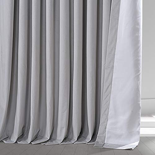 HPD Half Price Drapes VPCH-VET160401-96 Signature Extra Wide Blackout Velvet Curtain (1 Panel), 100 X 96, Reflection Grey