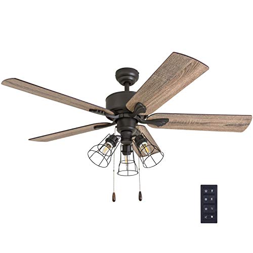 Prominence Home 50684-01 Aspen Pines Farmhouse Ceiling Fan (3 Speed Remote), 52", Barnwood/Tumbleweed, Aged Bronze