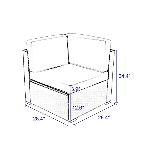 U-Eway Patio Furniture Sets All-Weather Outdoor Sectional Sofa Yard Manual Weaving Wicker Rattan Cushion Glass Table
