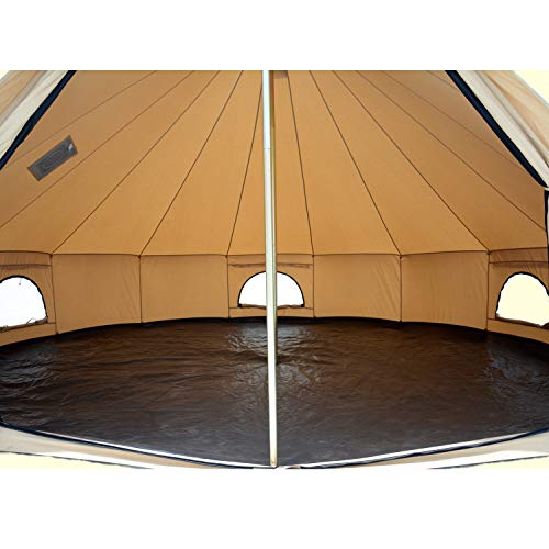 Premium 100% Cotton Canvas Bell Tent, Water Repellent Complete with Steel Center & Door Pole, Roof Vents, Bug mesh Doors & Windows for All Season Camping and Glamping (13ft (4M), Water Repellent)