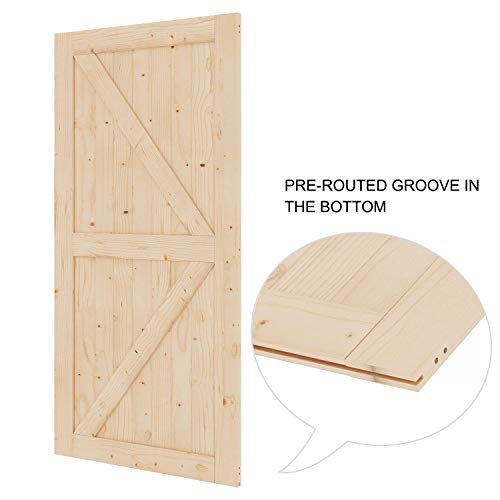 EaseLife 42 x 84in Sliding Barn Wood Door Slab Solid Nature Spruce Single DIY Unfinished Panel Environmental Easy Installation