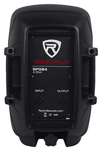 2) Rockville SPG84 8 Passive 800W DJ PA Speakers 4 Ohm 2) Stands+2) Cables+Case