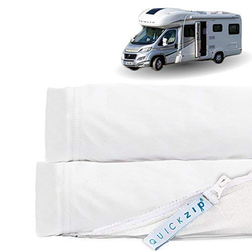 QuickZip Fitted Sheet - Includes 1 Fitted Sheet Base & 2 Zip-On Sheets – Perfect for RV & Campers - RV Queen - Soft Sateen 400 TC Cotton Fitted Sheets - 13.5” Deep Pockets RV Queen Sheets – Gray