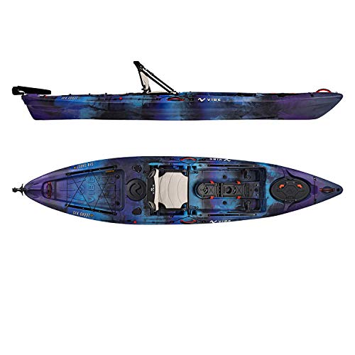 Vibe Kayaks Sea Ghost 130 13 Foot Angler Sit On Top Fishing Kayak (Galaxy) with Adjustable Hero Comfort Seat