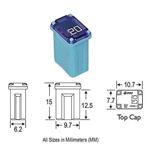 10 Pack 20 Amp Micro Cartridge Fuses, FMM Fuses MCASE Type Micro Cartridge Fuses
