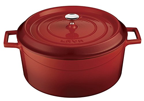 Lava Signature Enameled Cast-Iron Round Dutch Oven - 7 Quart, Cayenne Red