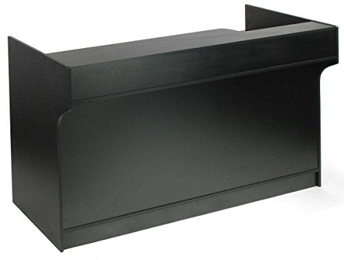 Free-Standing Black Melamine Register Stand, 72 w x 42 x 18-Inch, with Adjustable Shelves, Pull-Out Drawer, and Check Writing Area