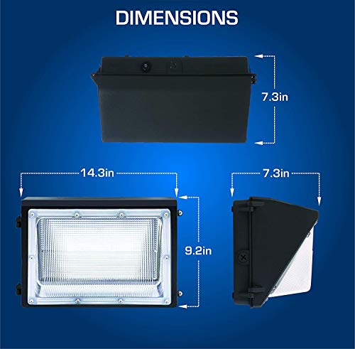 (4 Pack) LED Wall Pack Photo Cell - 80W 5000K Commercial Outdoor Light Fixture, Dimmable, ( Out-Door Dusk to Dawn Sensor Security Porch Lighting for Industrial Out-Side Photocell )
