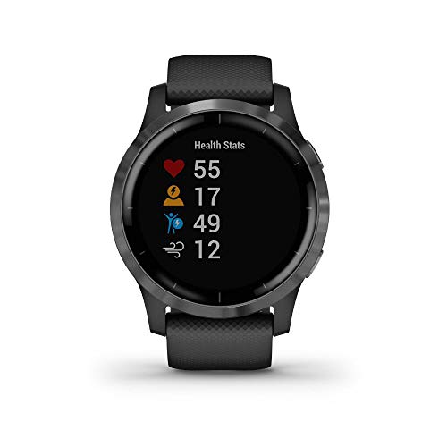 Garmin Vivoactive 4 Smartwatch Black Stainless Bundle with Deco Gear Magnetic Wireless Sport Earbuds Red with Carrying Case