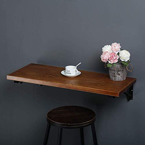(47" Lx14 W) Industrial Rustic Folding Wall Mounted Workbench Drop Leaf Table, Dining Table Desk, Pine Wood Wall Mounted Bar Tables,Workbench,Study Table,Collapsible Butcher Block Solid Wood Table