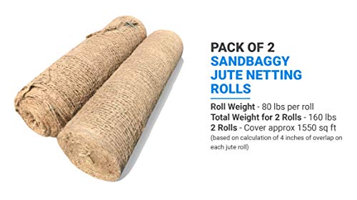 Sandbaggy Jute Netting Roll Erosion Control Matting Blanket Mesh Blanket Installation For Erosion Control 225ft Length By 4ft Width