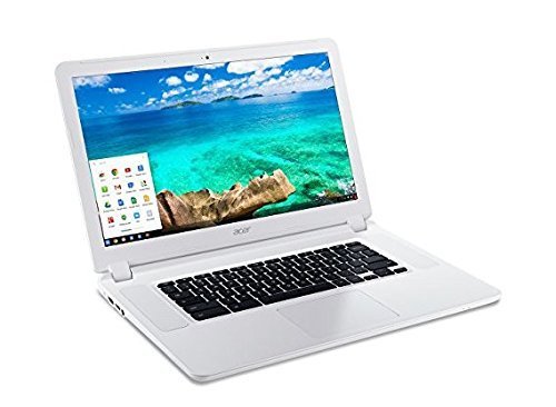 2017 New Acer PremiumChromebook 15.6 inch Intel Celeron Processor 4GB RAM 16GB eMMC Hard Drive 9 hour Battery Chrome OS White