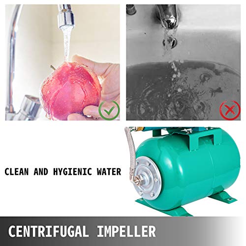 Happybuy Shallow Well Jet Pump & Tank 1 HP 750W w/ Pressure Tank 740GPH Stainless Steel