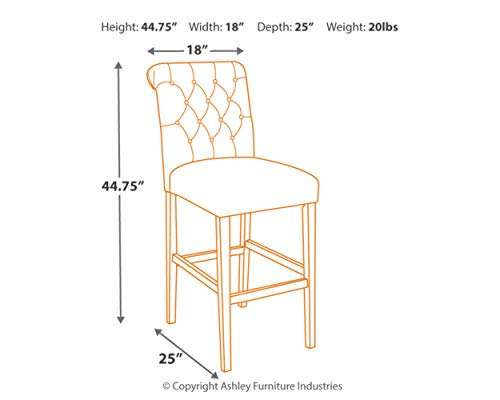 Signature Design By Ashley - Tripton Tall Upholstered Barstool - Set of 2 - Casual Style - Medium Brown