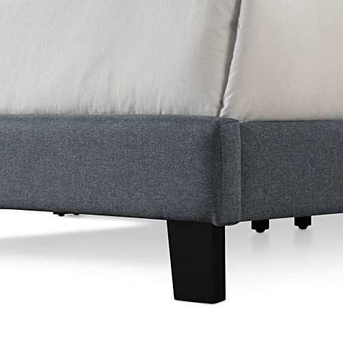Inofia Queen Upholstered Bed Frame Diamond Tufted Platform W/ Headboard Strong Wood Slats Center Support Legs Easy Assembly