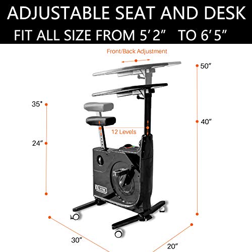 Fit Right 8 Level Magnetic Resistance Cardio Exercise Bike W/ Desk Standing Stationary Bike Adjustable Seat 285lb Max