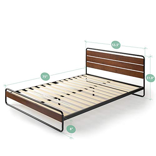 Zinus Therese Metal and Wood Platform Bed with Wood Slat Support, Full